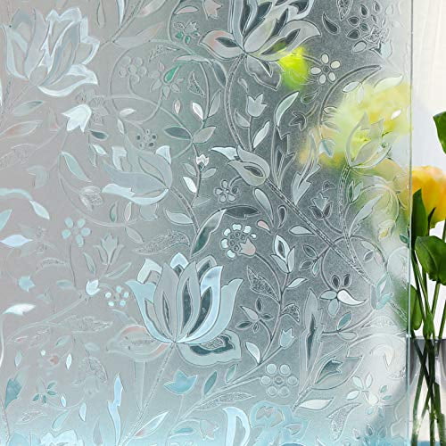 Non Adhesive Heat Control Anti UV Window Cling for Office and Home Decoration,35 inches by 78.7 inches Mikomer Privacy Window Film Etched Flowers Static Cling Glass Door Film Non Adhesive Heat Control Anti UV Window Cling for Office and Home Decoration,35 inches by 78.7 inches Mikomer Privacy Window Film Etched Flowers Static Cling Glass Door Film
